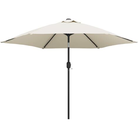 Parasol meuble de jardin en porte-à-faux avec led 3 m blanc sable (1/5)