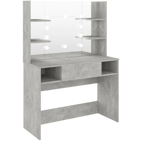 Coiffeuse table de maquillage design meuble mobilier de chambre éclairage led 100 x 40 x 135 cm MDF gris béton (1/5)
