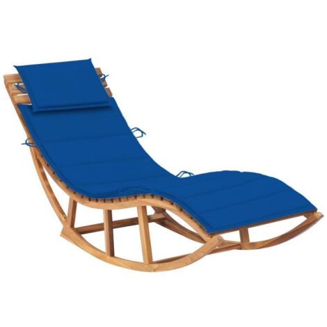 Chaise longue a bascule avec coussin Bois de teck solide (1/5)