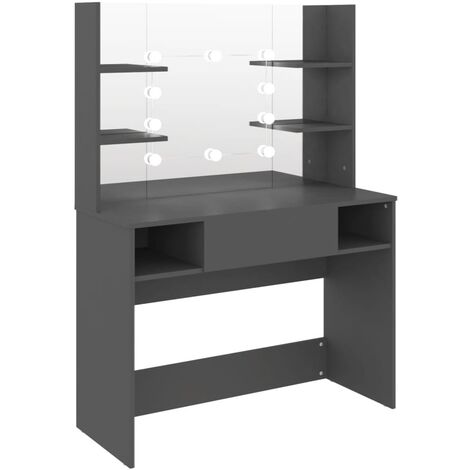 Coiffeuse table de maquillage design meuble mobilier de chambre avec éclairage led 100 x 40 x 135 cm MDF gris (1/5)