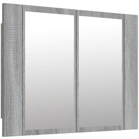 Armoire à miroir led 60 x 12 x 45 cm bois d'ingénierie gris (1/2)