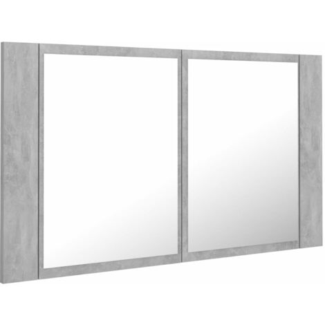 Armoire de salle de bain à miroir led 80 x 12 x 45 cm acrylique gris (1/4)