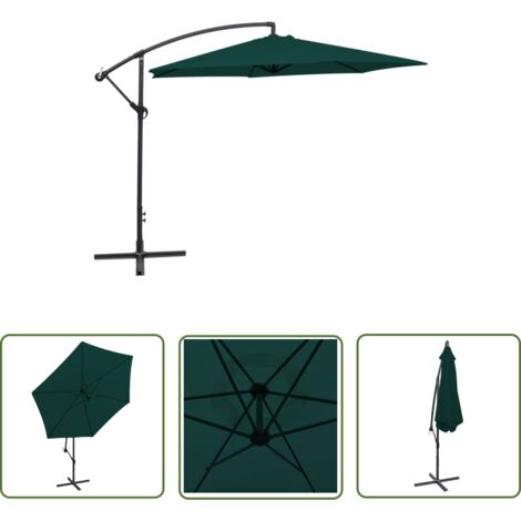 Parasol meuble de jardin en porte-à-faux 3 m vert