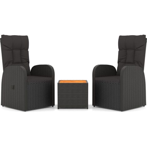 Set Salon De Jardin 3 Pièces KOMFOTTEU – 2 Fauteuils + Table Ronde, Empilable, Gris - 11