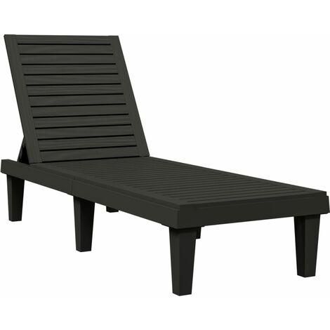 Transat chaise longue bain de soleil lit de jardin terrasse meuble d'extérieur 155 x 58 x 83 cm polypropylène noir (1/5)