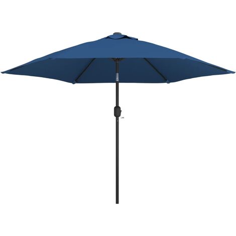 Parasol d'extérieur avec led et mât en acier 300 cm bleu (1/5)