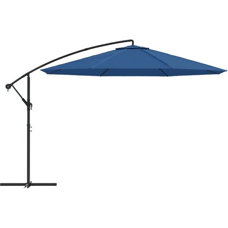 Parasol déporté avec mât en aluminium 350 cm bleu (1/5)
