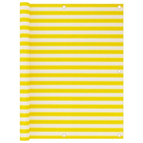 Écran de balcon brise pare vue protection confidentialité 120 x 500 cm PEHD jaune et blanc (1/5)