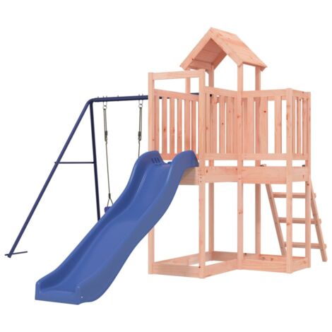 Aire de jeux d'extérieur balançoires toboggan portiques robuste jeux jardin 286 x 378 x 214 cm bois massif de douglas (1/5)