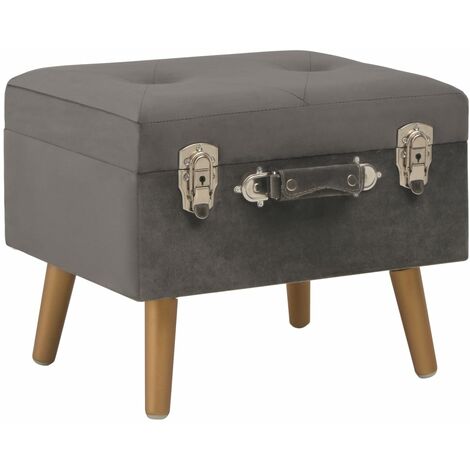 Tabouret de rangement 40 cm velours gris (1/5)