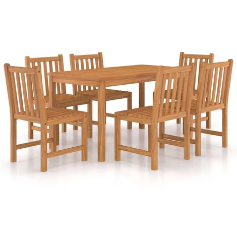 Ensemble de salle à manger de jardin meuble extérieur 7 pièces bois de teck massif (1/5)
