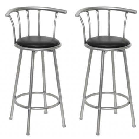 Lot de 2 tabourets de bar bois noir design moderne (1/4)