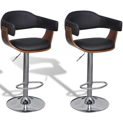 Lot de 2 tabourets de bar noir et bois design moderne (1/5)