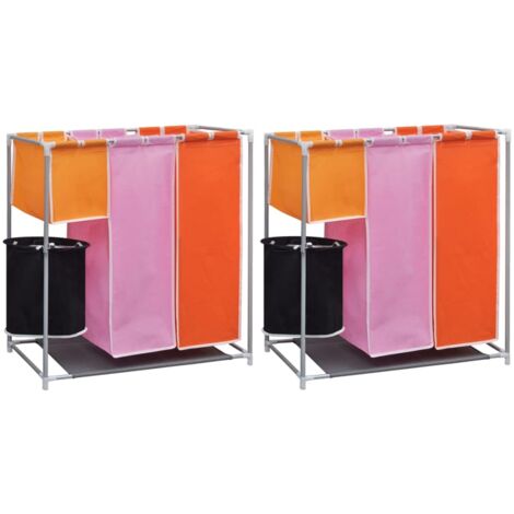 Paniers à linge à 3 sections 2 pièces avec un bac de lavage (1/5)