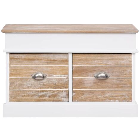 Banc banquette d'entrée 70 x 35 x 45 cm bois de paulownia