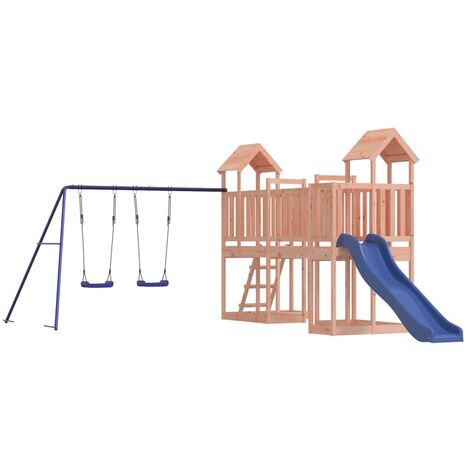 Aire de jeux d'extérieur balançoires toboggan portiques robuste jeux jardin 356 x 589 x 214 cm bois massif de douglas (1/5)