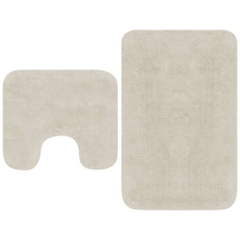 Jeu de tapis de salle de bain 2 pcs Tissu Blanc - The Living Store (1/5)
