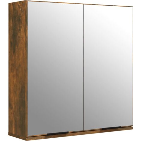 Armoire à miroir de salle de bain 64 x 20 x 67 cm chêne fumé (1/5)
