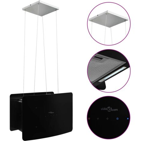 Hotte suspendue à LCD tactile 55 x 37 x (62-137) cm verre trempé noir