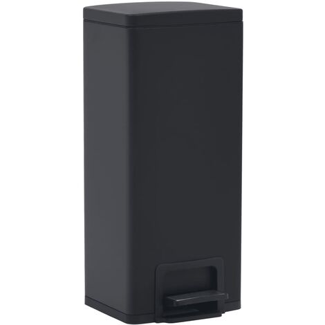 Poubelle à pédale anti-empreinte 30 litres acier inoxydable noir (1/5)