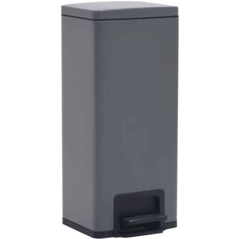 Poubelle à pédale anti-empreinte 30 litres acier inoxydable gris (1/5)