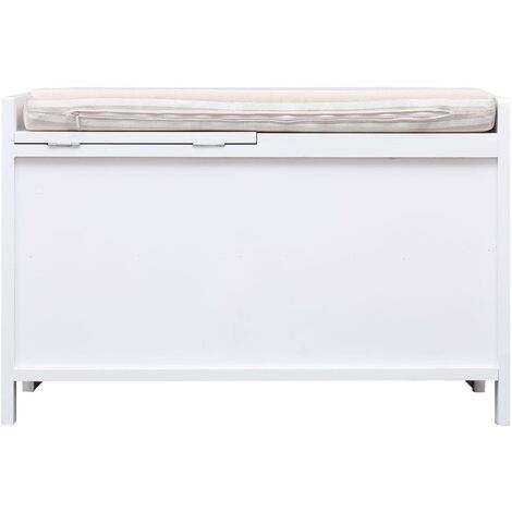 Banc banquette d'entrée 70 x 33,5 x 45 cm bois de paulownia blanc