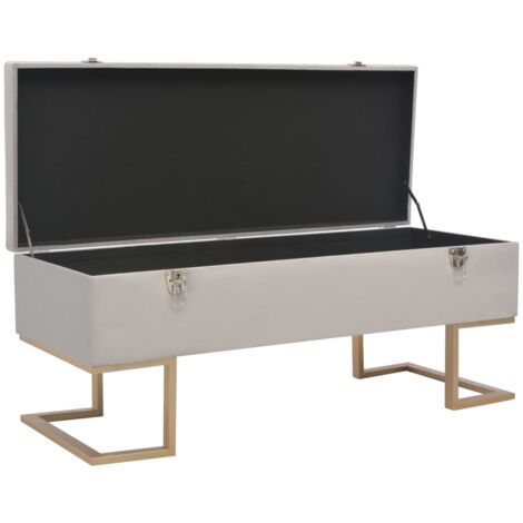 Banc banquette avec compartiment de rangement 105 cm velours gris