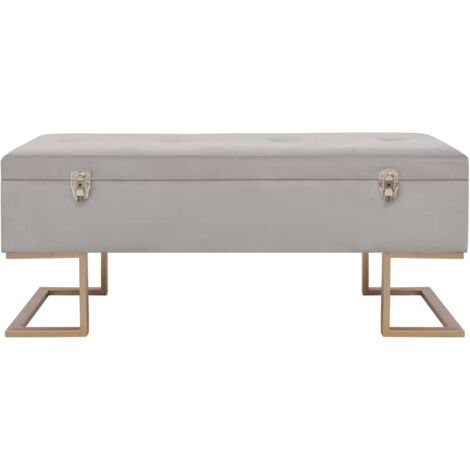 Banc banquette avec compartiment de rangement 105 cm velours gris