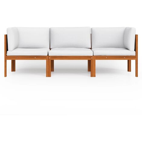 Canapé de jardin meuble extérieur à 3 places avec coussin bois d'acacia massif (1/5)