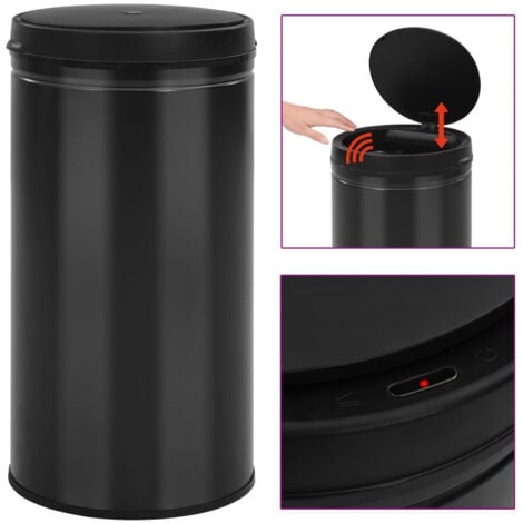 Poubelle à capteur automatique 60 litres acier au carbone noir