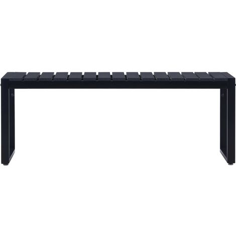 Banc De Jardin 180cm Noir - Meuble Patio Extérieur Stable En Panneau PS Et Fer Pour Terrasse Et Arrière-Cour