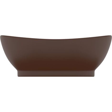 Lavabo ovale à trop-plein mat 58,5x39 cm céramique marron foncé