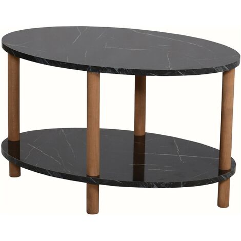 Table basse ovale 43 x 70 x 44 cm marbre noir (1/4)