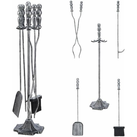 Ensemble serviteur de cheminée 5 pièces - Outsunny - en métal - avec