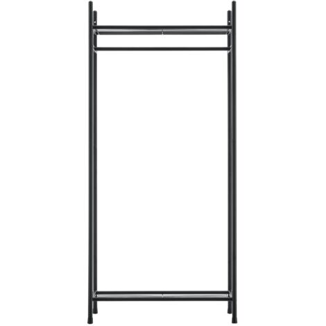 Garde-robe avec étagères meuble de rangement 2 surfaces de stockage acier laqué 130 x 60 x 30 cm noir (1/3)