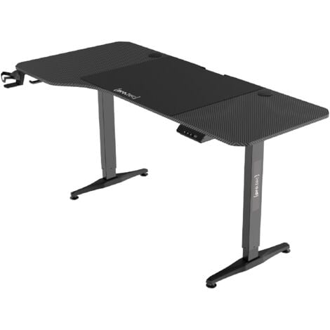 Bureau poste de travail table électrique à hauteur réglable 73 - 118 cm en forme de L noir