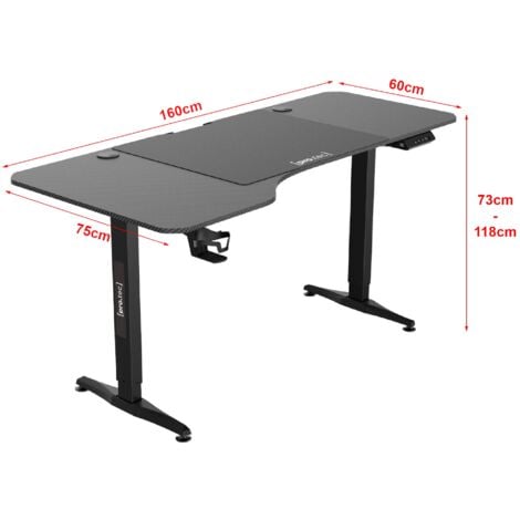 Bureau poste de travail table électrique à hauteur réglable 73 - 118 cm en forme de L noir