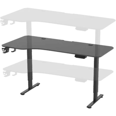 Bureau poste de travail table électrique à hauteur réglable 73 - 118 cm en forme de L noir