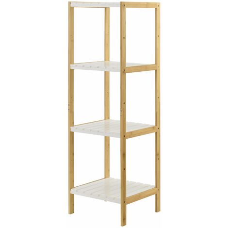 Étagère de rangement bambou 33 x 34 x 110 cm naturel blanc