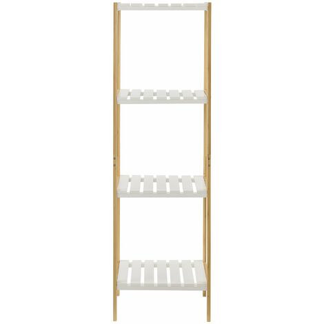 Étagère de rangement bambou 33 x 34 x 110 cm naturel blanc