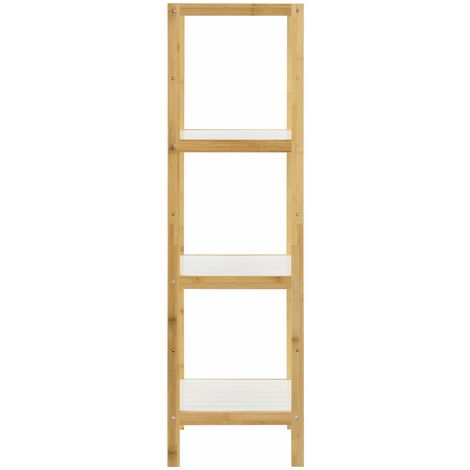 Étagère de rangement bambou 33 x 34 x 110 cm naturel blanc
