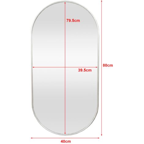 Miroir mural ovale 50x90 cm pour salle de bain avec rangement Oricsa - SKLUM