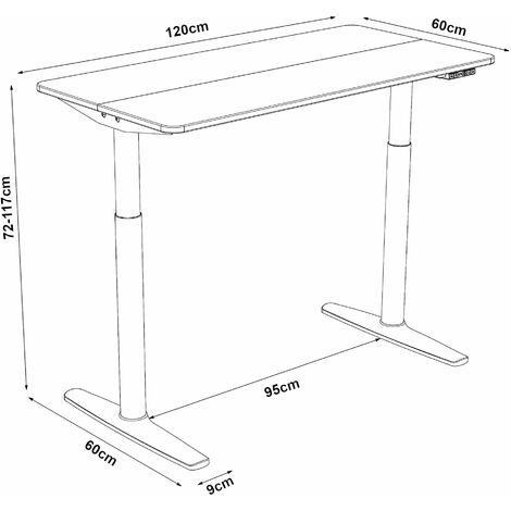 Bureau électrique Pomona à hauteur réglable 110 x 60 x 72 - 117 cm blanc  [pro.tec]