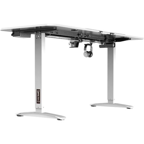 Bureau poste de travail table électrique à hauteur réglable 73 - 118 cm en forme de l blanc