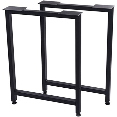 Set de 2 pieds de table rectangulaires en acier 72 x 55 cm noir mat
