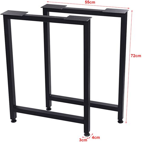 Set de 2 pieds de table rectangulaires en acier 72 x 55 cm noir mat