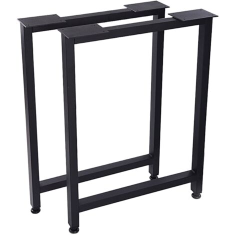 Set de 2 pieds de table rectangulaires en acier 72 x 55 cm noir mat