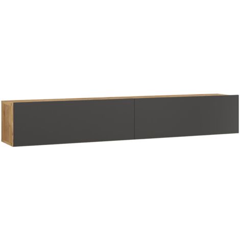 Meuble TV à 2 portes 29,5 x 180 x 31,5 cm effet chêne rustique / anthracite (1/2)