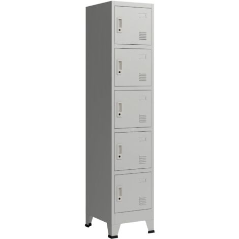 Casier Métallique De Rangement 180x38x45 Cm - 1 Porte Verrouillable Avec Étagère - Pour Bureau, Atelier, École - Gris - 3