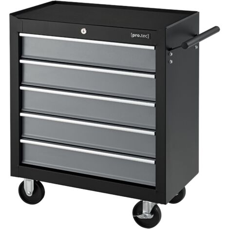 Chariot d'atelier pour outils à 5 tiroirs 69 x 33 x 77,5 cm noir argenté (1/5)